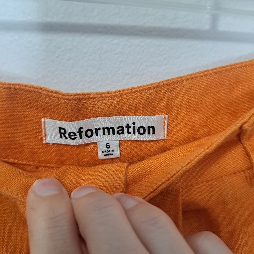 Reformation Vesta linen pants citrus 6